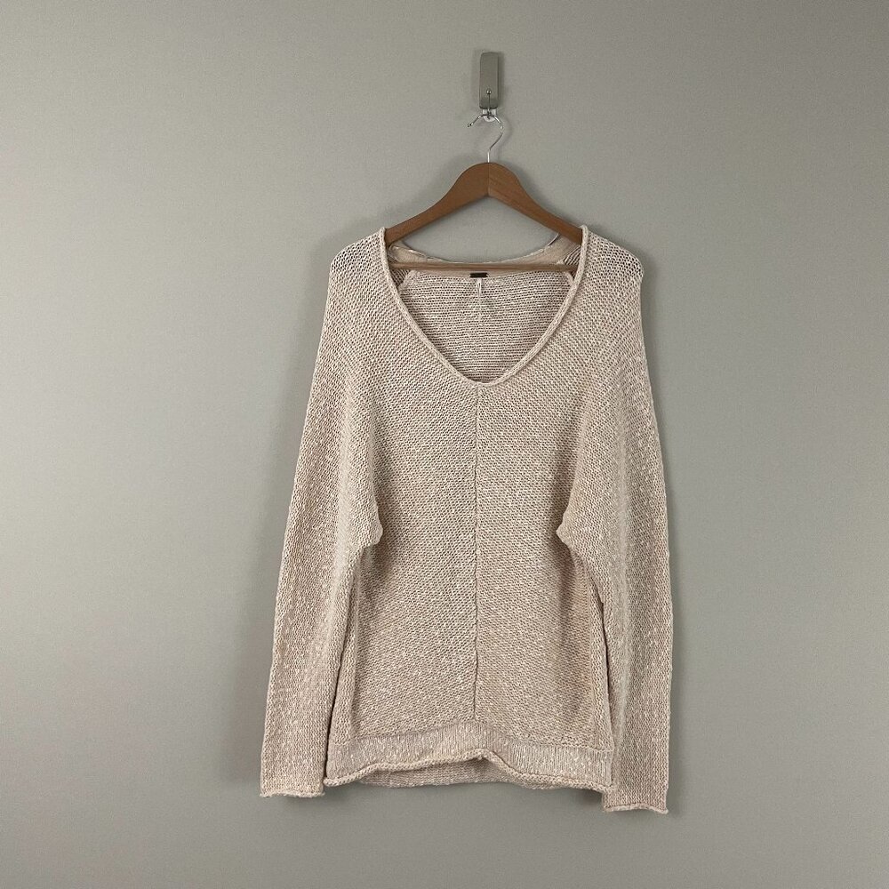 Free People Bright Lights V Neck Open Knit Sweater Size Small